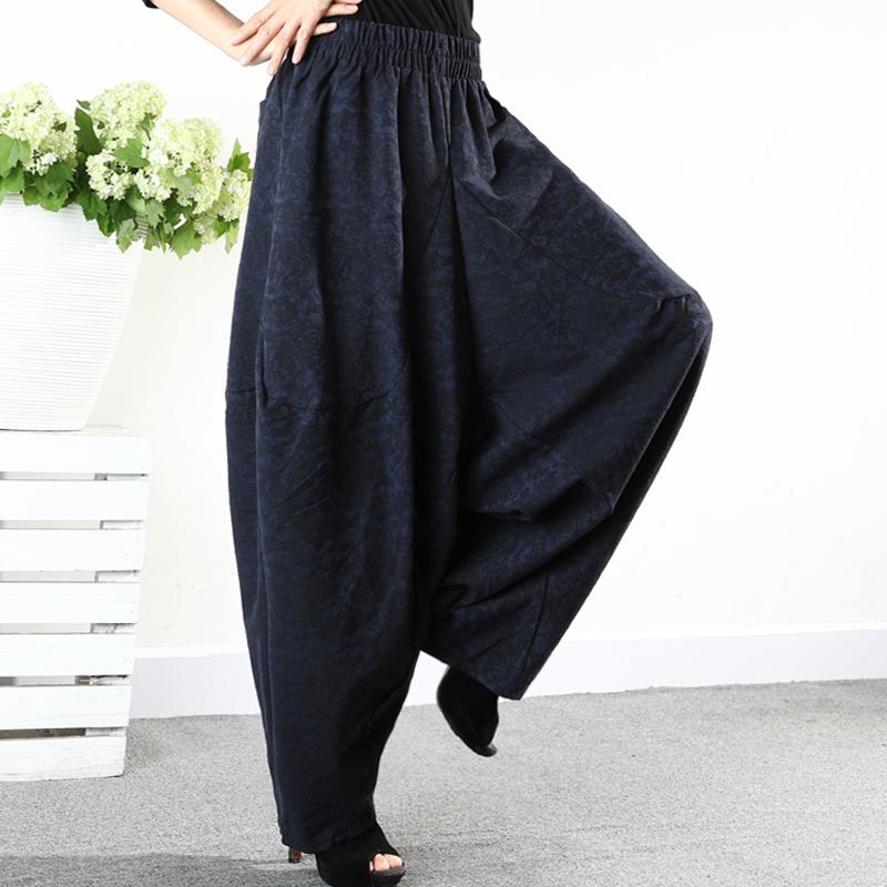 Floral Jacquard Loose Thick Harem Pants