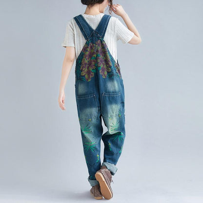 Floral Print Hole Loose Jumpsuit