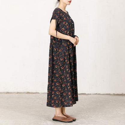 Floral Print Soft Comfortable Short Sleeve Dress