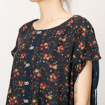 Floral Print Soft Comfortable Short Sleeve Dress