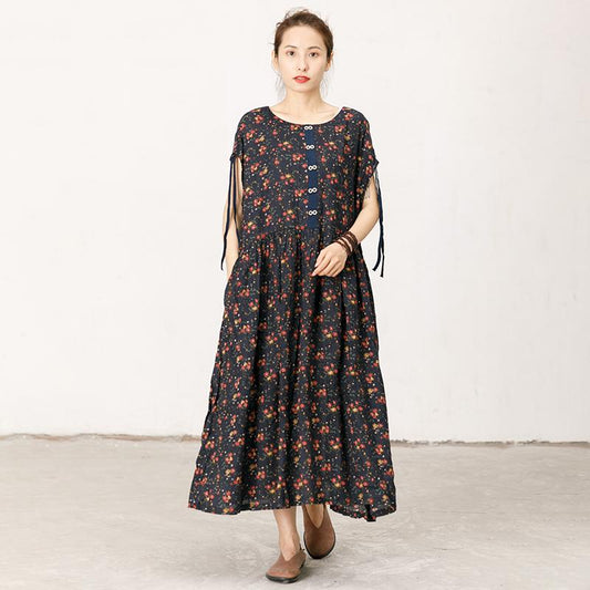 Floral Print Soft Comfortable Short Sleeve Dress