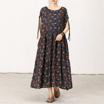 Floral Print Soft Comfortable Short Sleeve Dress