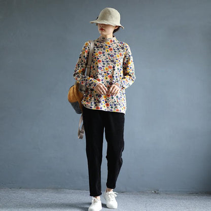 Floral Printed Comfortable Warm Casual Sweater