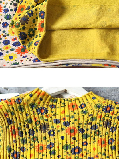 Floral Printed Comfortable Warm Casual Sweater