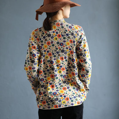 Floral Printed Comfortable Warm Casual Sweater
