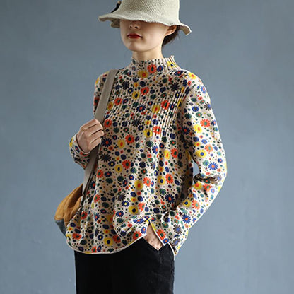 Floral Printed Comfortable Warm Casual Sweater