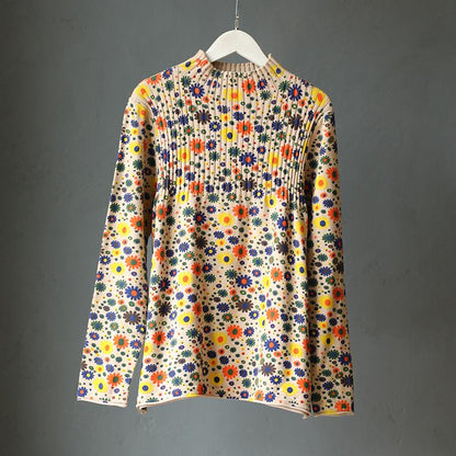 Floral Printed Comfortable Warm Casual Sweater