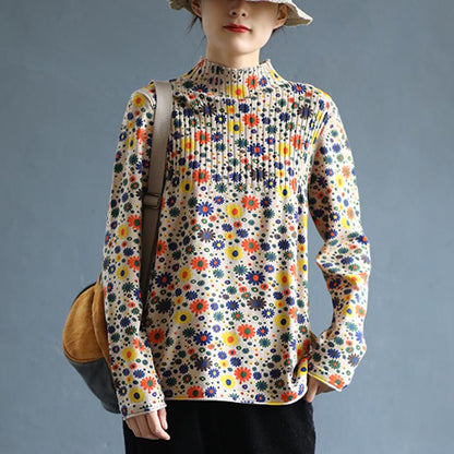 Floral Printed Comfortable Warm Casual Sweater