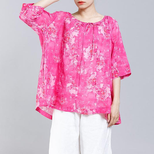 Floral Printed Drawstring Soft Comfortable T-Shirt