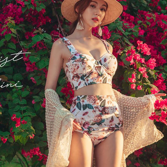 Floral Printed High Waist Push Up Swimwear