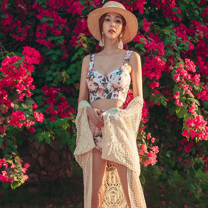 Floral Printed High Waist Push Up Swimwear