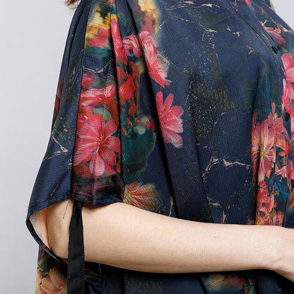Floral Printed Irregular Lacing Two Piece Suit