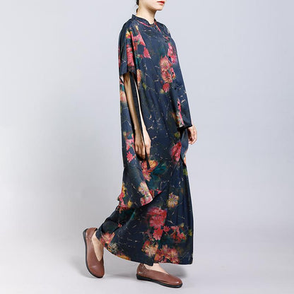 Floral Printed Irregular Lacing Two Piece Suit