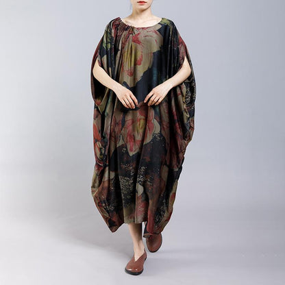 Floral Printed Pleated Casual Vintage Dress