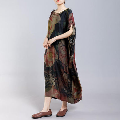 Floral Printed Pleated Casual Vintage Dress