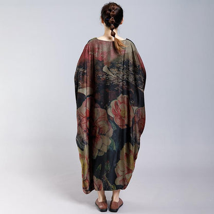 Floral Printed Pleated Casual Vintage Dress