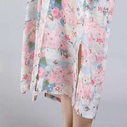 Floral Printed Split Chinese Style Midi Dress