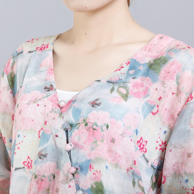 Floral Printed Split Chinese Style Midi Dress