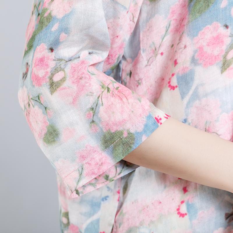 Floral Printed Split Chinese Style Midi Dress