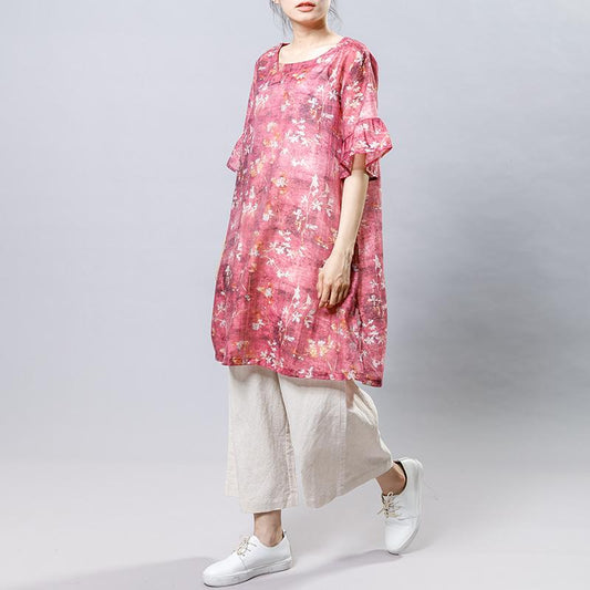 Floral Printed Split Loose Mini Dress