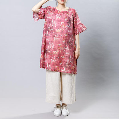 Floral Printed Split Loose Mini Dress