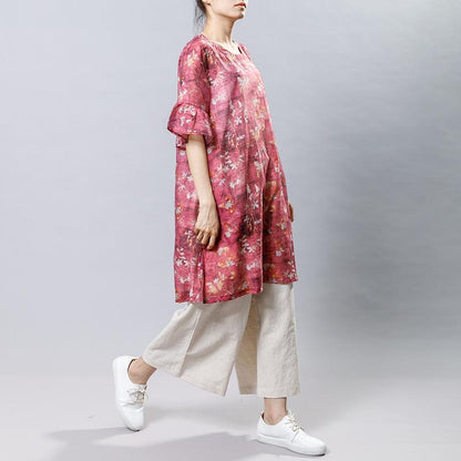 Floral Printed Split Loose Mini Dress