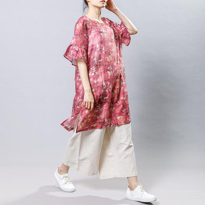Floral Printed Split Loose Mini Dress