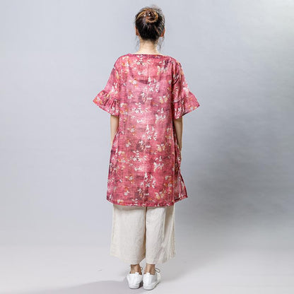Floral Printed Split Loose Mini Dress
