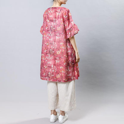 Floral Printed Split Loose Mini Dress