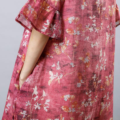 Floral Printed Split Loose Mini Dress