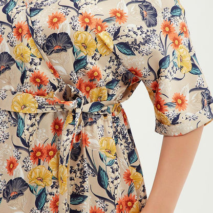 Floral Printed Split Smooth Comfortable Plus Size Dress