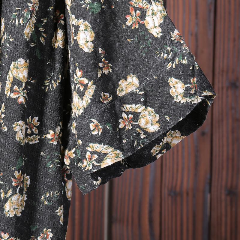 Floral Printing Casual Pleated Pullover T-Shirt