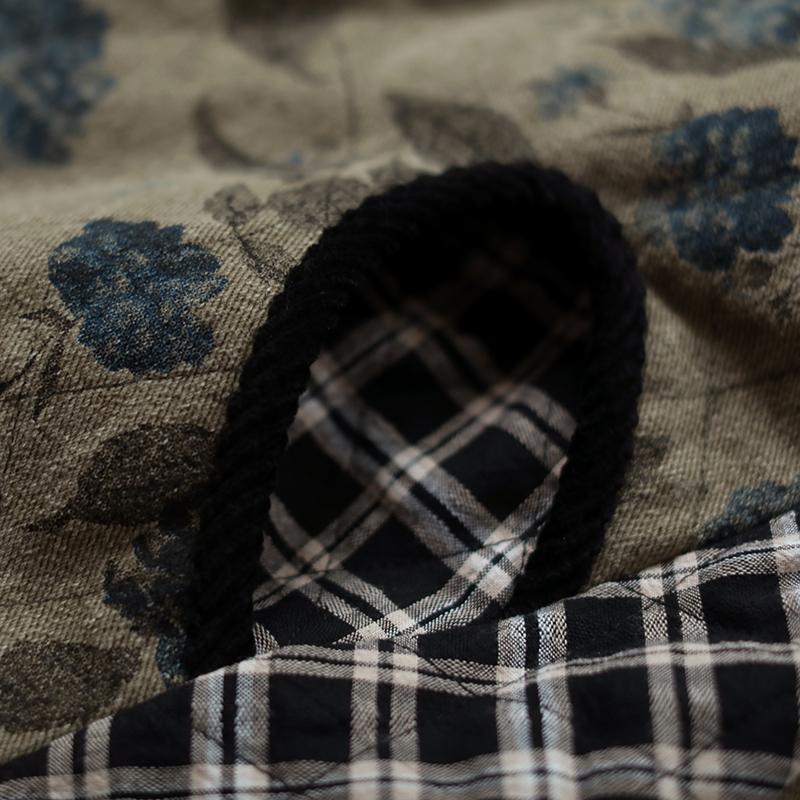 Floral Stitching Plaid Casual Hooded Waistcoat