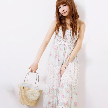 Flower Holiday Tote Beach Straw Weave Bag