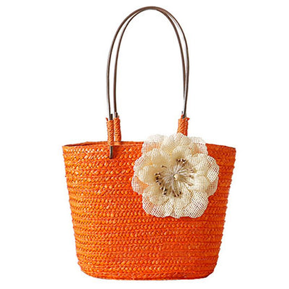 Flower Holiday Tote Beach Straw Weave Bag