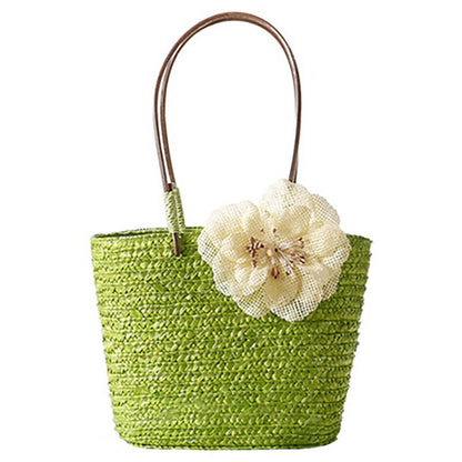 Flower Holiday Tote Beach Straw Weave Bag