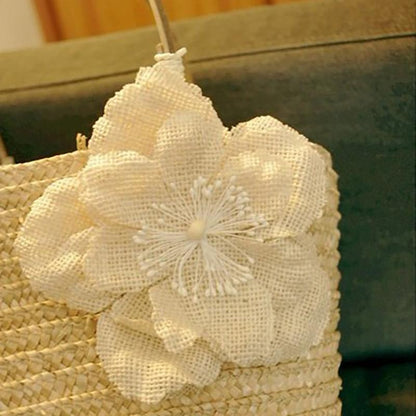 Flower Holiday Tote Beach Straw Weave Bag