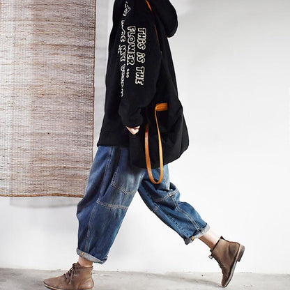 Flower Letter Printed Casual Zipper Coat
