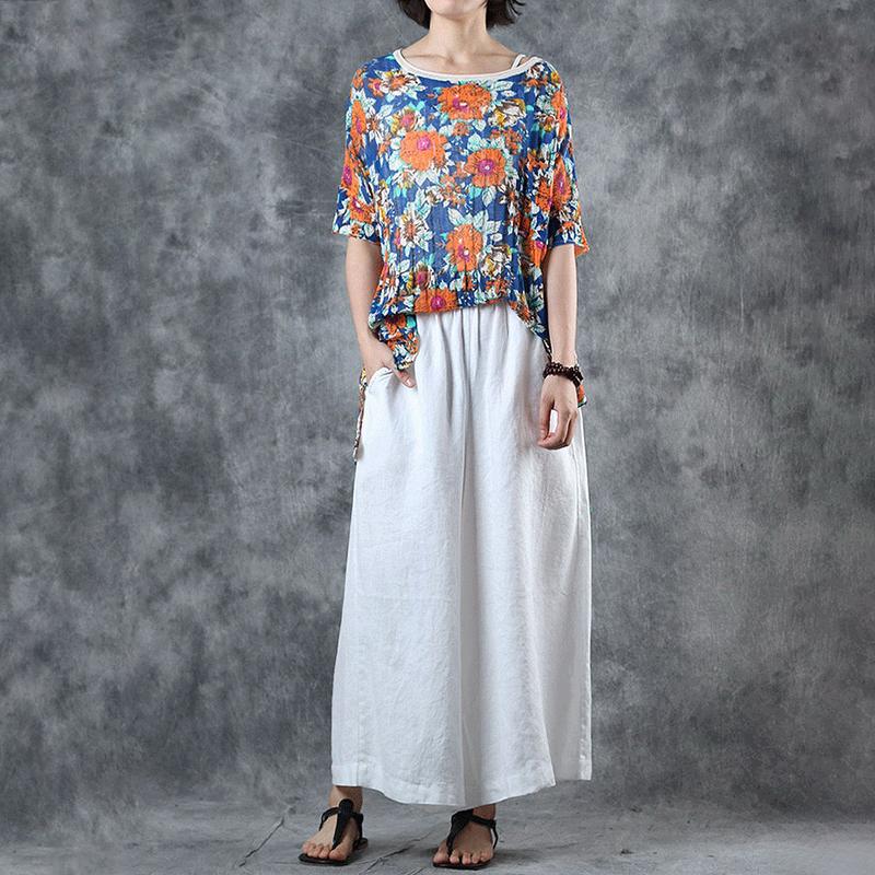 Flower Printed Soft Loose Knitting T-Shirt