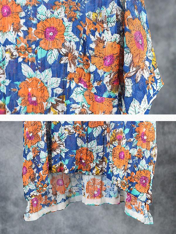 Flower Printed Soft Loose Knitting T-Shirt