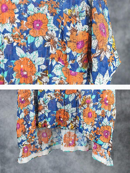 Flower Printed Soft Loose Knitting T-Shirt