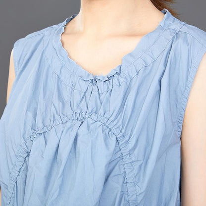 Folded Lacing Irregular Splice Solid Color Dress