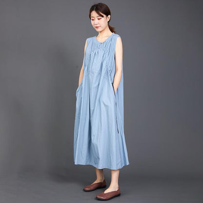 Folded Lacing Irregular Splice Solid Color Dress