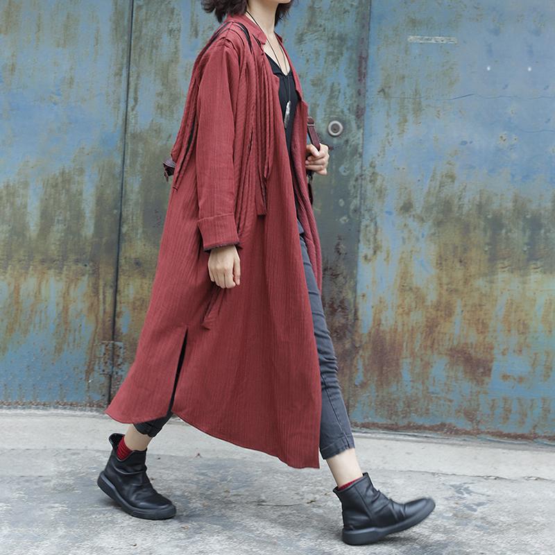 Folded Ribbon Design Casual Solid Color Coat