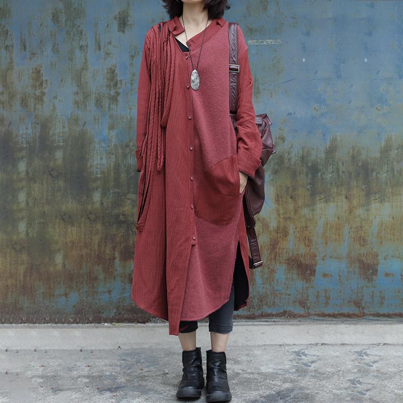 Folded Ribbon Design Casual Solid Color Coat