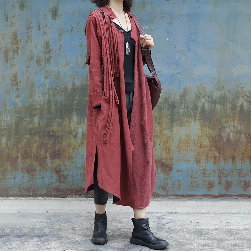 Folded Ribbon Design Casual Solid Color Coat