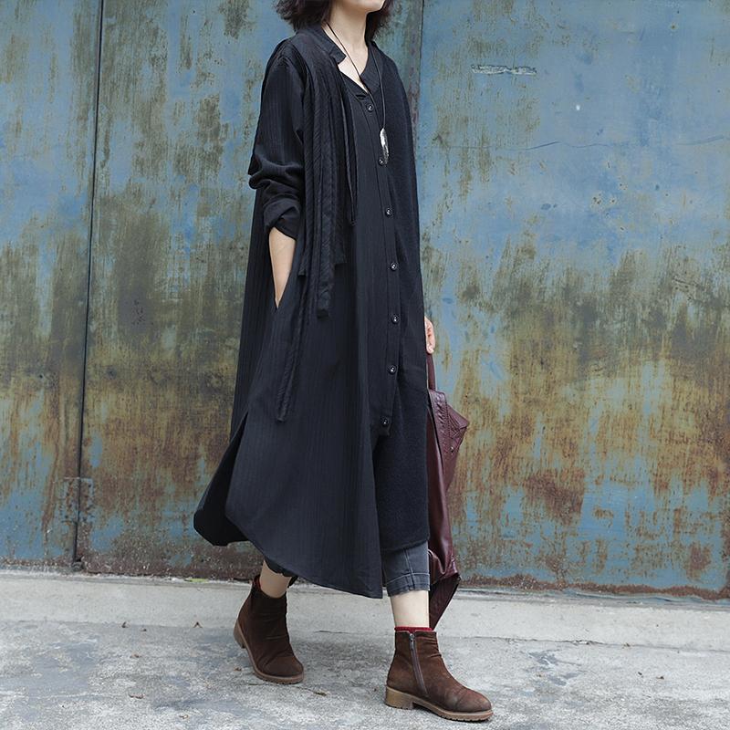 Folded Ribbon Design Casual Solid Color Coat