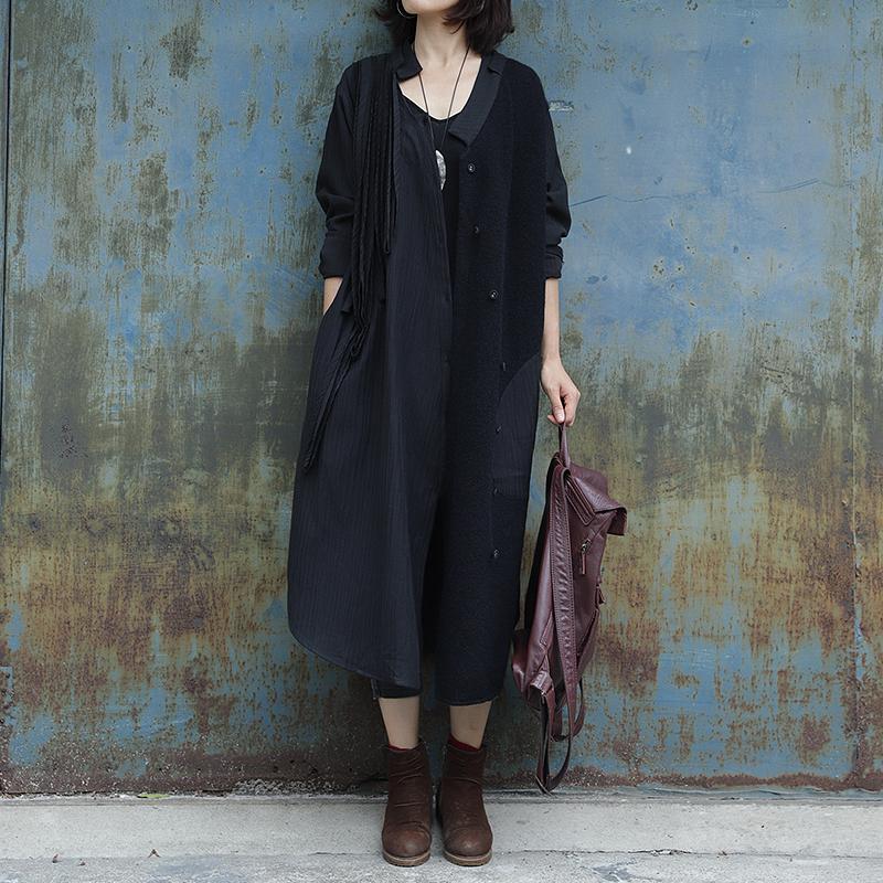 Folded Ribbon Design Casual Solid Color Coat