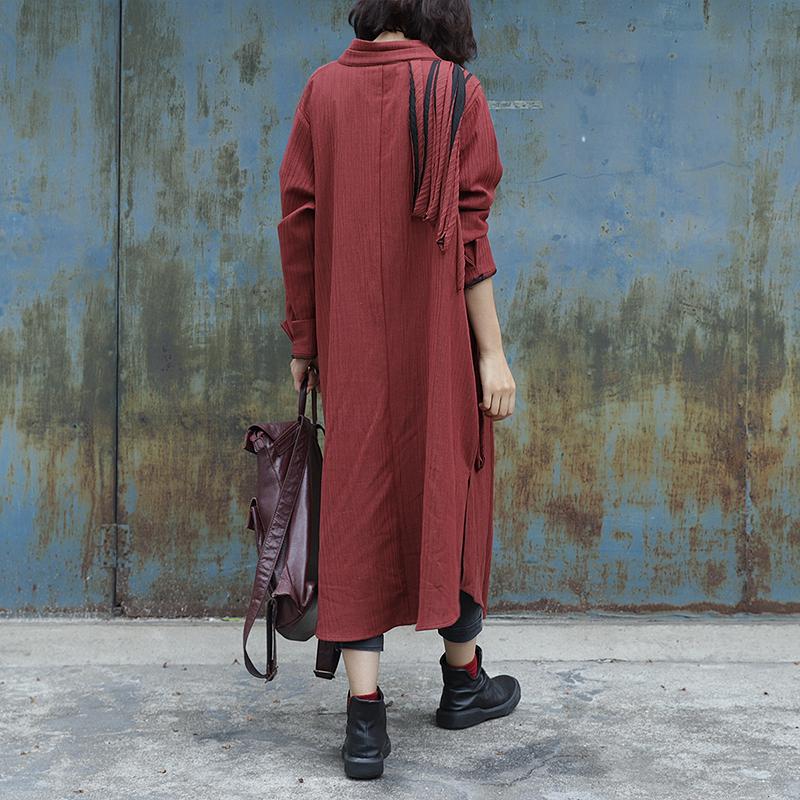 Folded Ribbon Design Casual Solid Color Coat