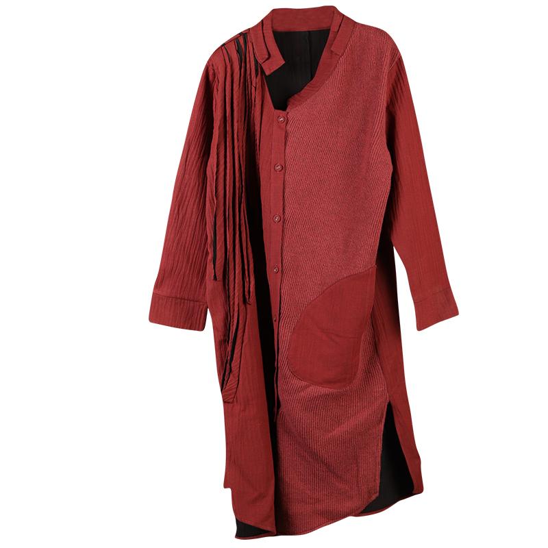 Folded Ribbon Design Casual Solid Color Coat